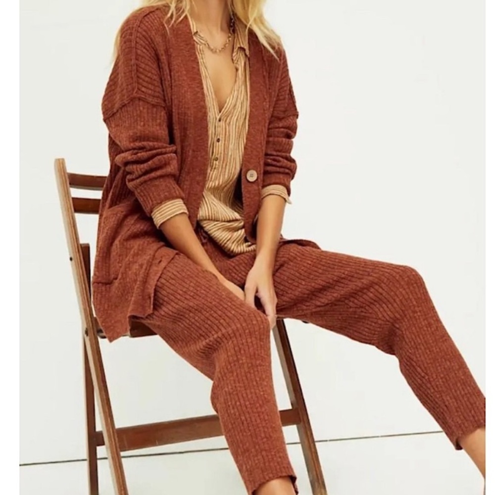 Free People Beach Maiya sweater set in Heathered brown size Small